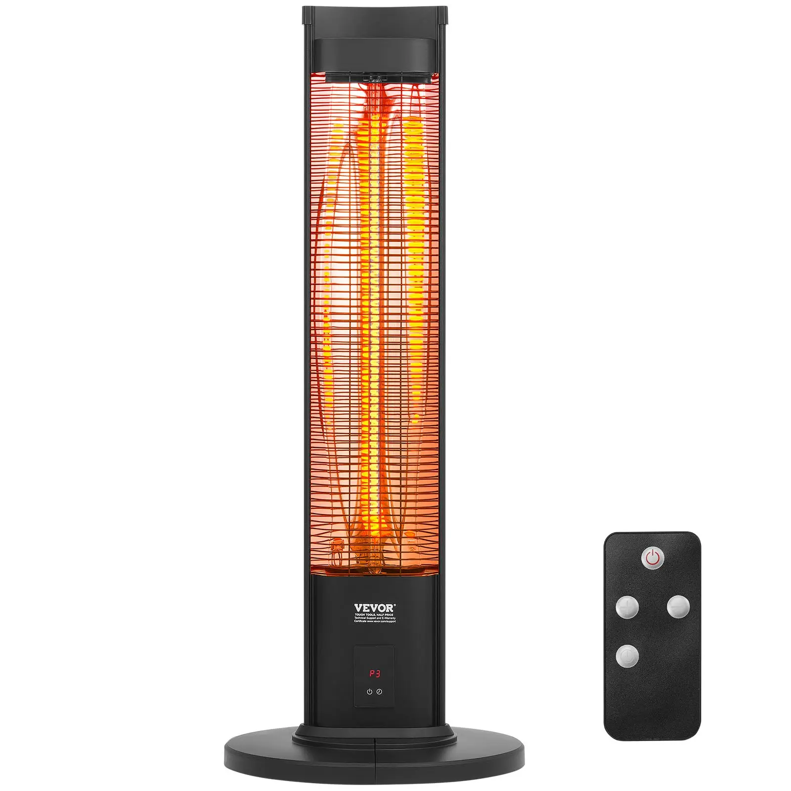 VEVOR 1500W Max Infrared Tower Space Heater (101cm/7.87x5.91x39.84in, 7.39lb), Portable Silent Space-Saving Corrosion-Resistant Electric Heater with Remote Control, 2 Speeds, Easy Operation, Waterproof for Indoor/Outdoor Patio, Bedroom
