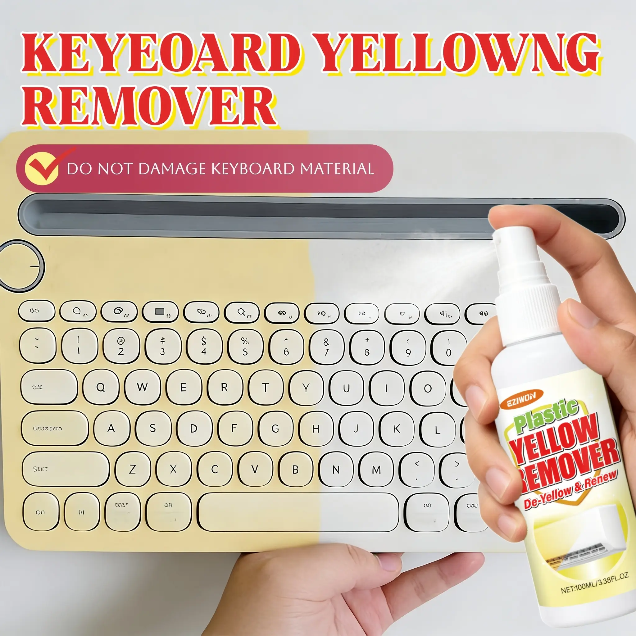 High-efficiency Plastic Yellowing Remover and Whitening Agent, Improves Aging-related Yellowing and Dullness, Enhances Visual Texture, and Helps Restore Original Appearance. Suitable for Toilet Seats, Appliance Casings, Lampshades
