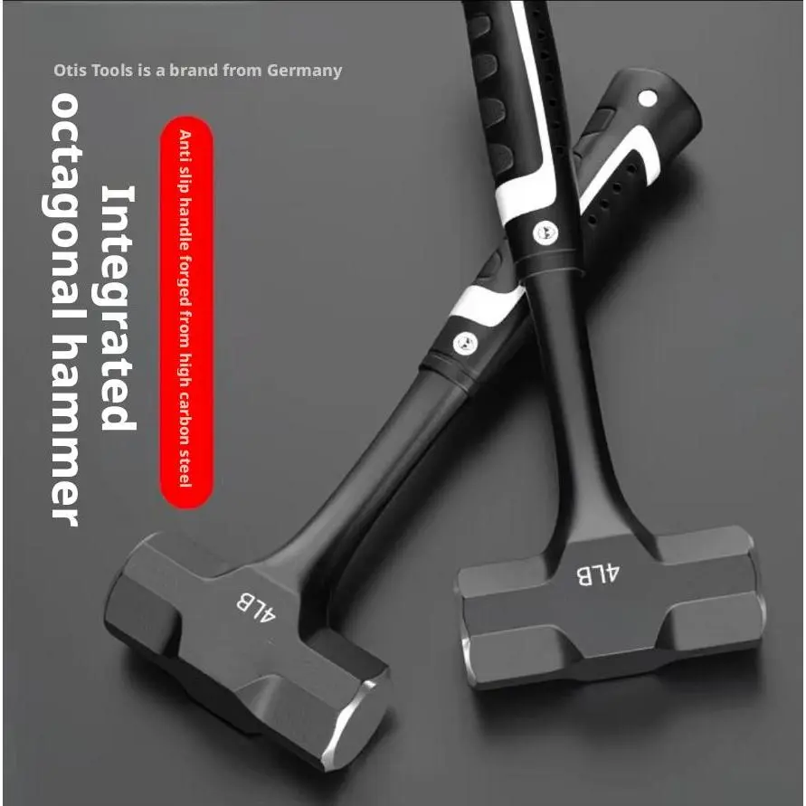 A sturdy octagonal hammer, weighing 2/3/4 pounds, designed for breaking through solid walls, featuring an ergonomic TPR handle and a rust-resistant coating