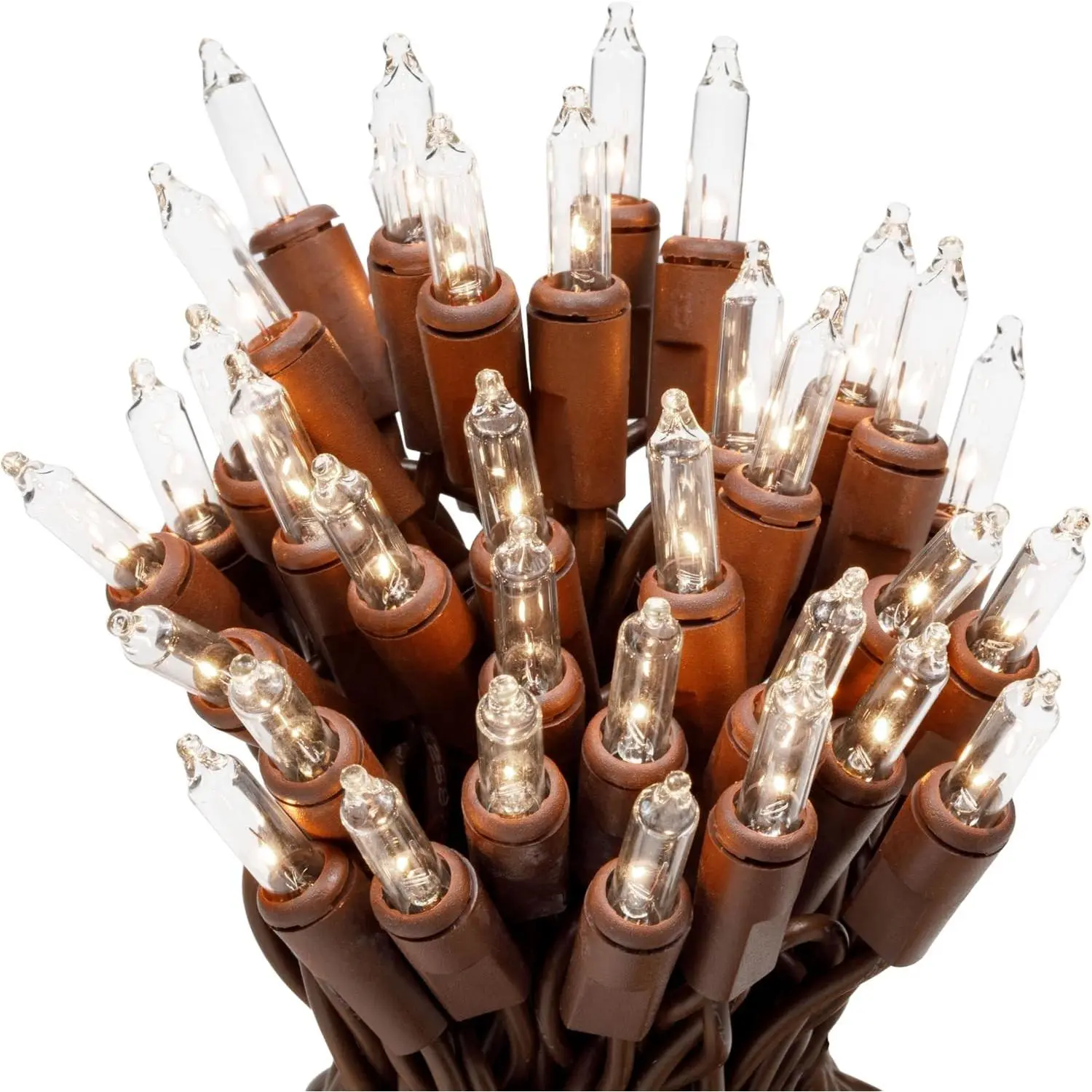 35 Clear Mini Christmas String Lights on Brown Wire Cord, UL Approved for Indoor Use Only, 9 Foot of Lighted Length, 10 Foot of Total Length