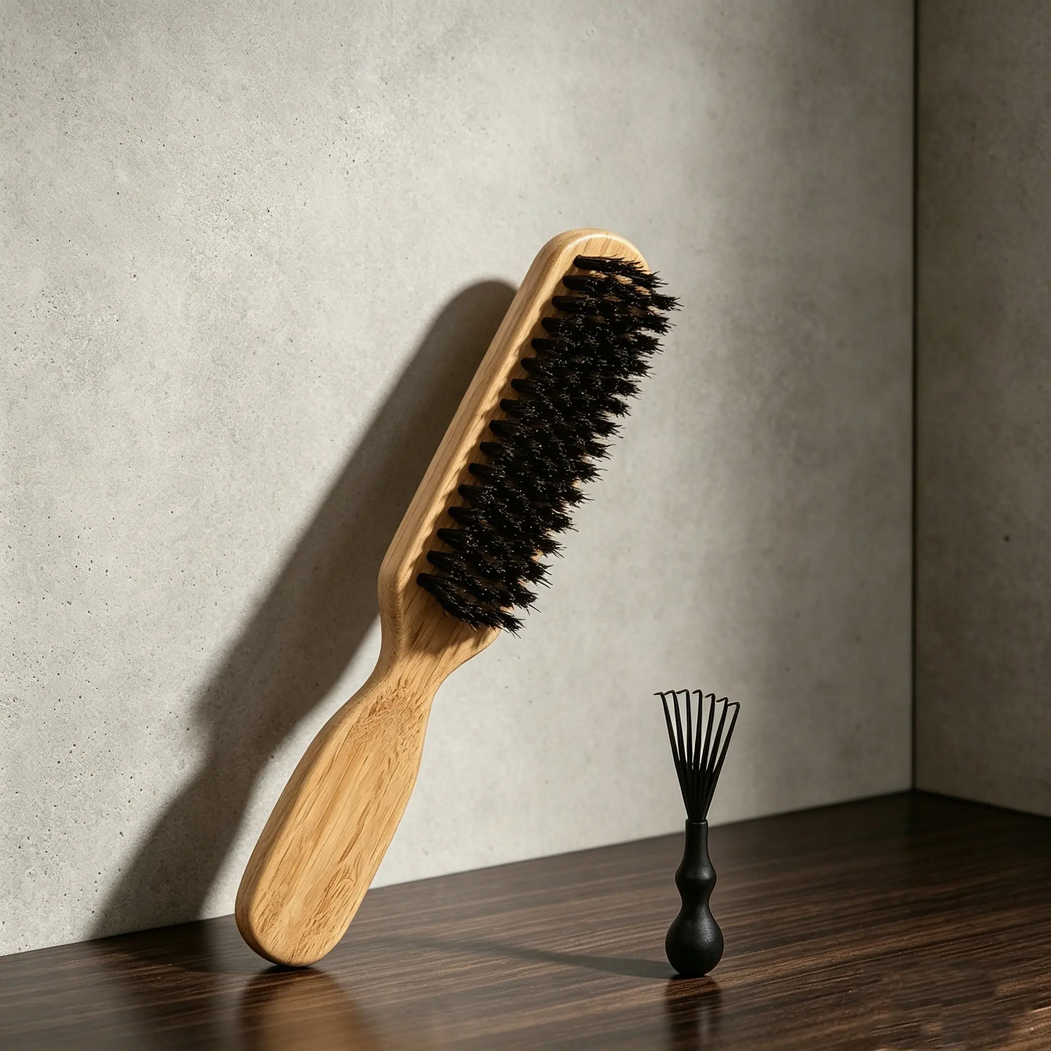 2Pcs Bamboo Handle Hair Brush With Hair Brush Cleaner Rake Scalp Massage Detangling Styling Comb Professional Hair Care Tool For All Hair Types