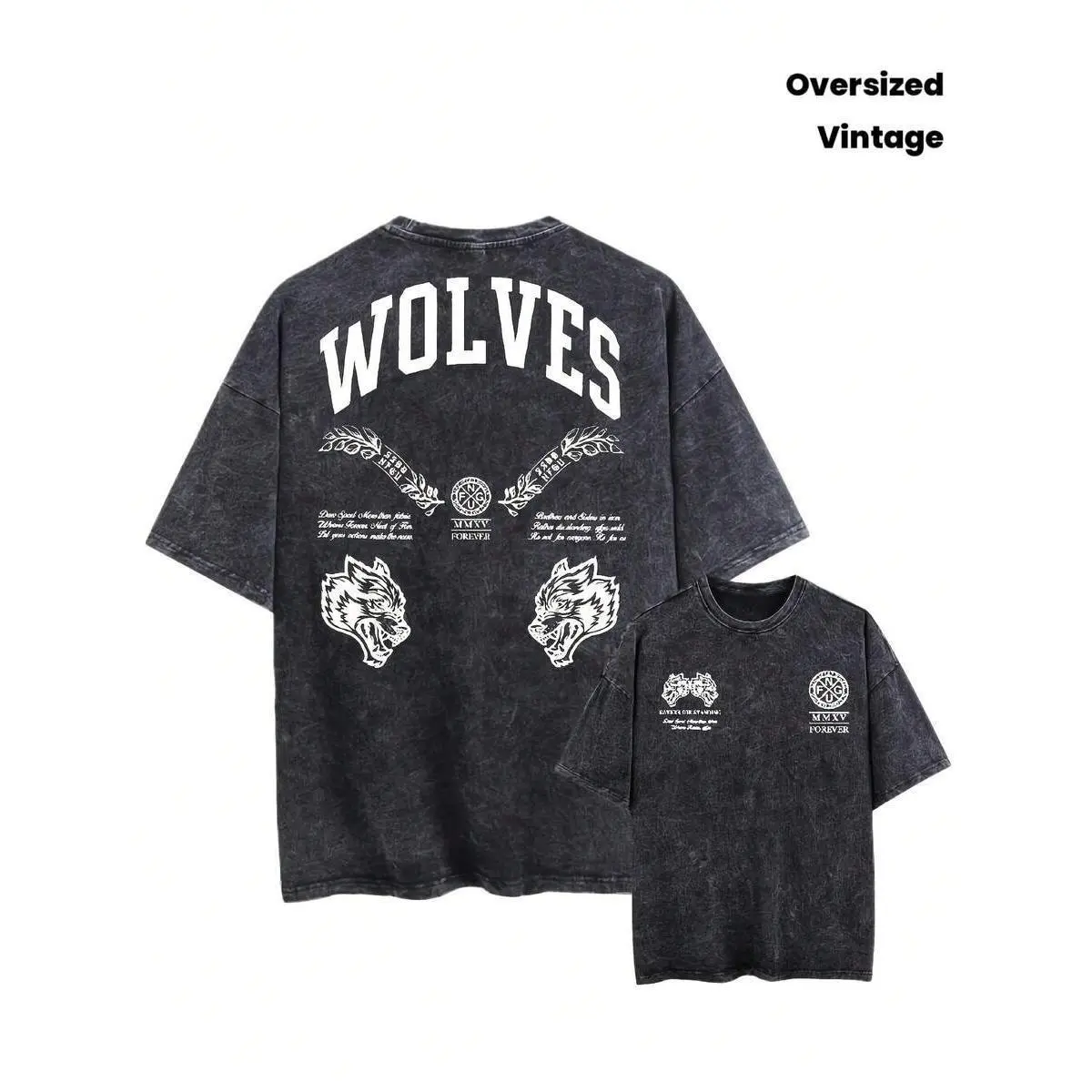 Men's Retro Washed 2026 Darc Wolf 3D Design Short-Sleeve Round-Neck T-Shirt - Loose, Comfortable Menswear Male Clothing for Summer Fitness, Weight Training, Shortsleeve
