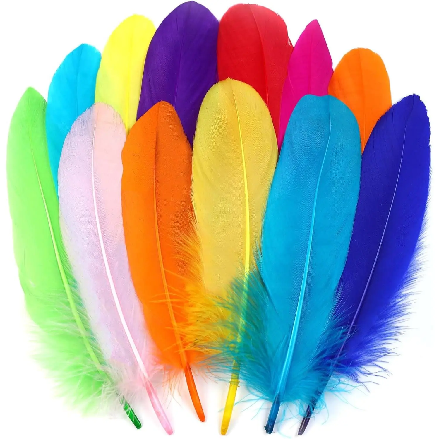 120Pcs 6-8inch Colorful Colored Goose Feathers for DIY Crafts, Angel Wings, Dream Catcher and Wedding Party Decor
