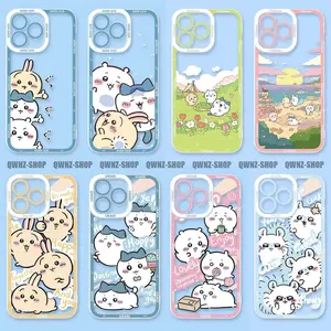 Cute Cartoon Hachiware Usagi‌ Momonga Kawaii Chiikawa Phone Case For iPhone 17 Promax 17Air 16 Plus 15 14 13 12 11 Pro 17E- Transparent TPU Shockproof Protective Cover Gift For Birthday Halloween Christmas