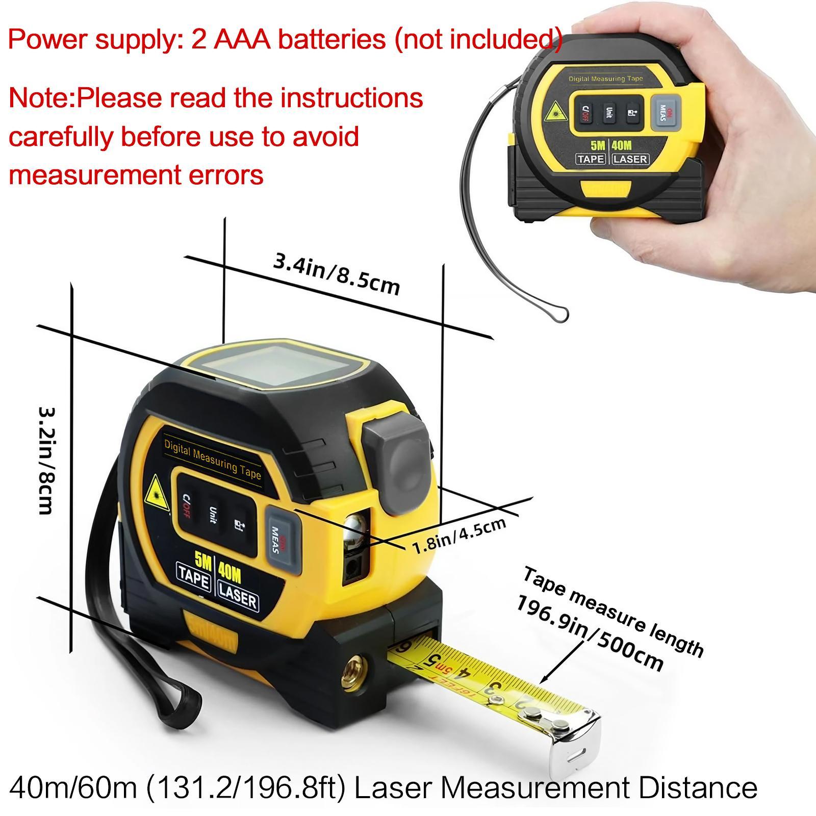 3 in 1 Digital Laser Rangefinder, Portable Handheld Laser Distance Meter, Professional Hand Measuring Tool for Home & Office