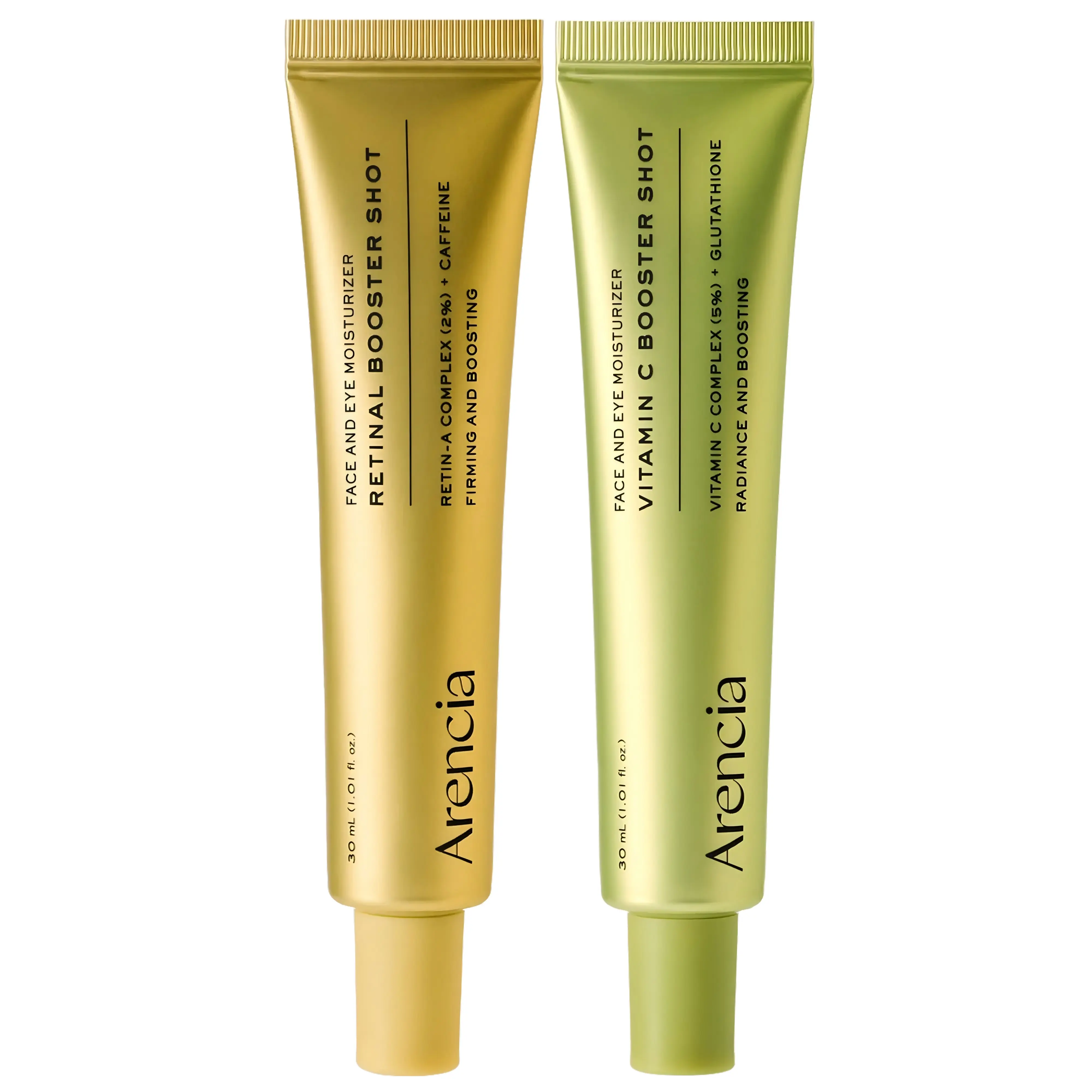 Arencia Booster Shot Skin Renewal Duo - Vitamin C & Retinal for Day And Night Brightening, Pore Minimizing, Moisturizing, and Fades Dark Spots |   1.01 fl oz + 1.01 fl oz