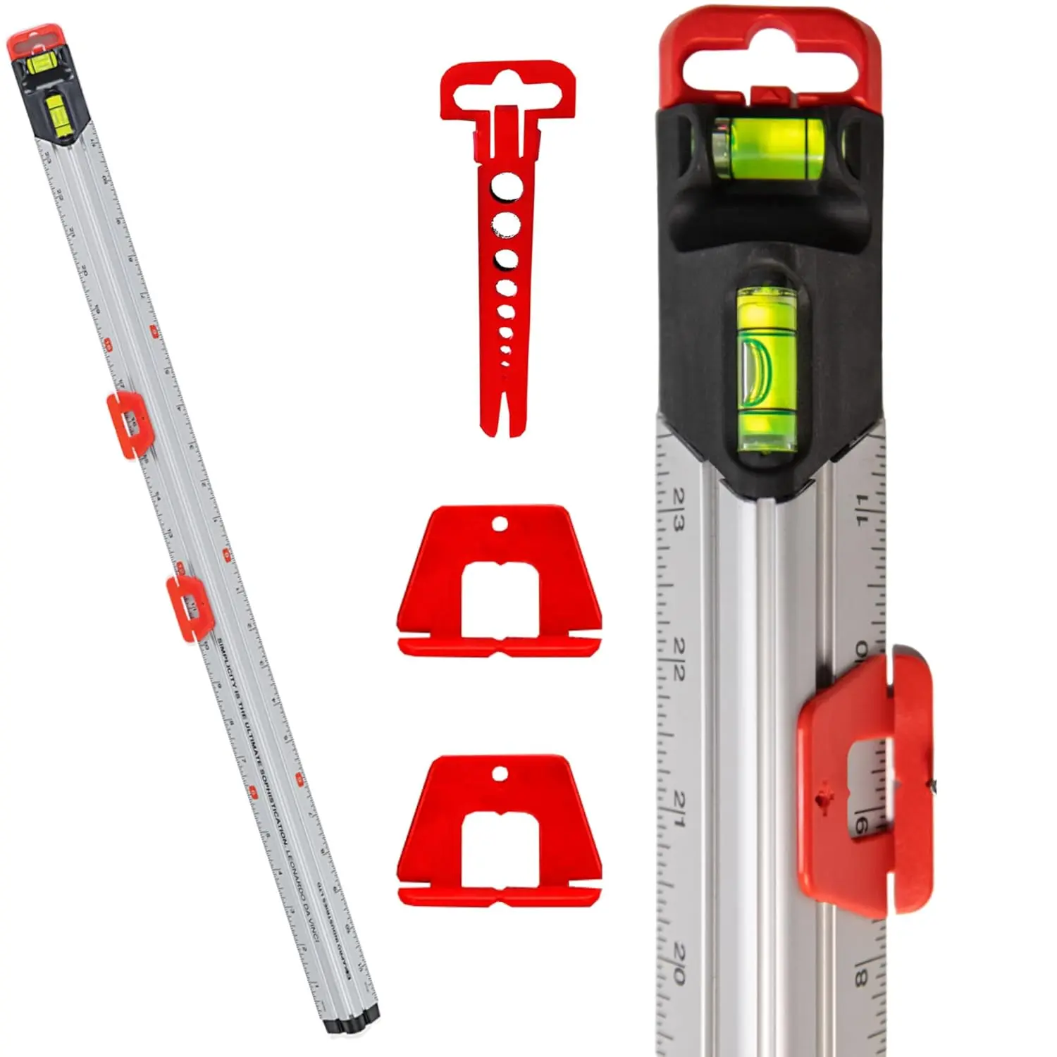 Measure Mate - Ultimate Home-Improvement Tool - With Level and Ruler - Features Sliding Markers and Knife Guide - Includes Nail Gripper and Drill Bit Gauge - 24 Inch