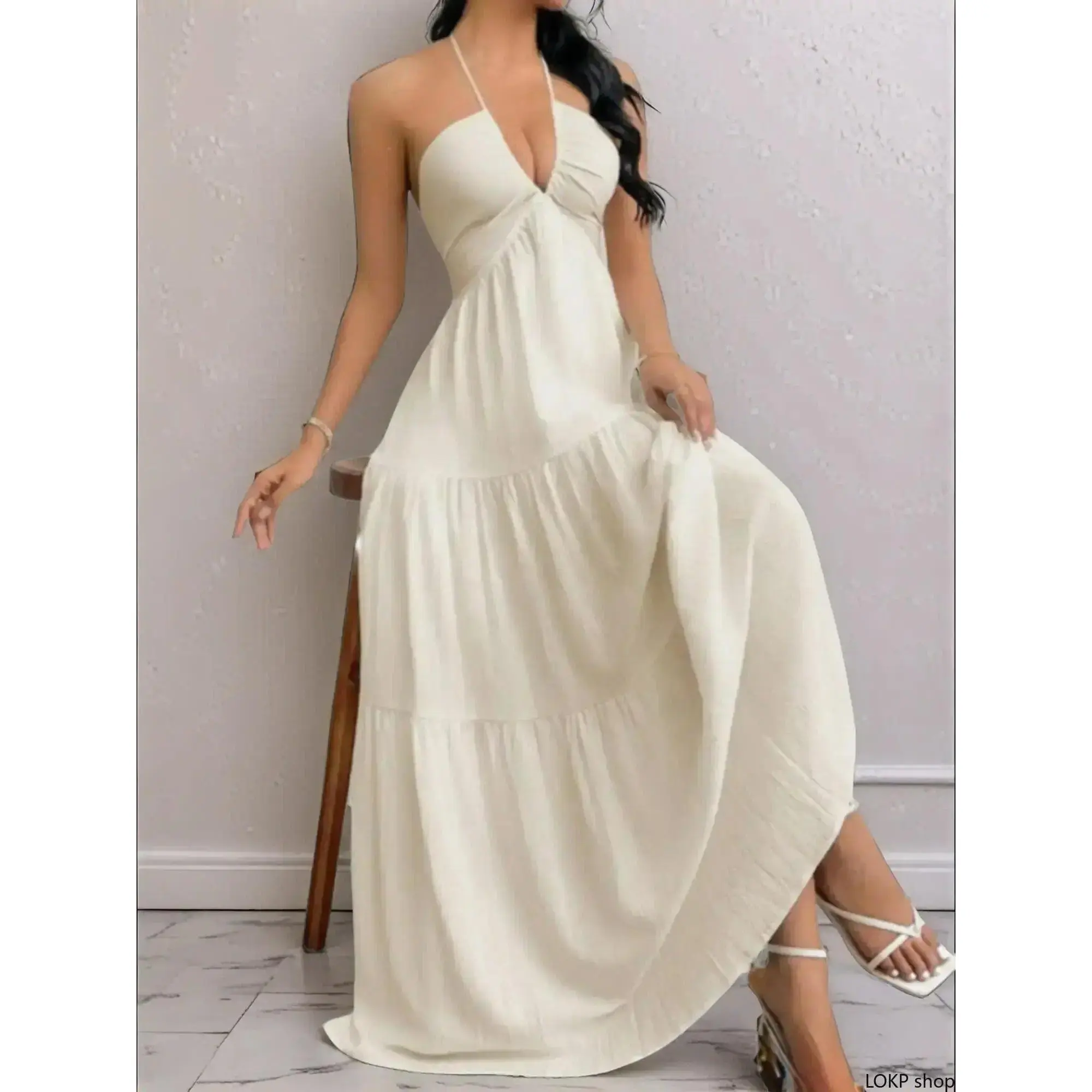 Women's A-Line Dress - Minimalist Plain Sleeveless Loose-Fit Style for Casual Summer Outings and Beach Vacations, Elegance