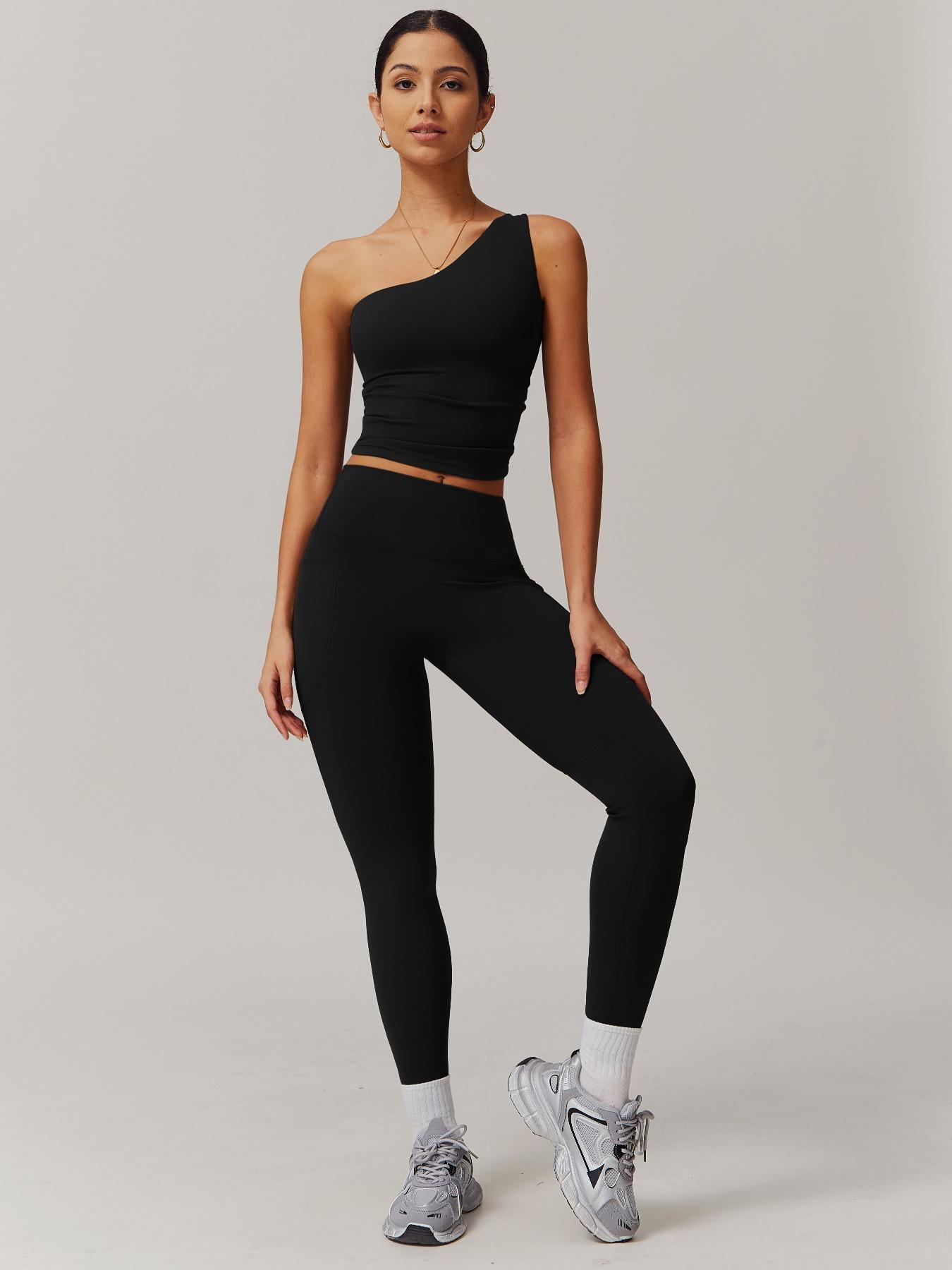 Women's Solid Crop Top & Leggings Tracksuit Set, Casual Breathable Sportswear Set for Workout Running, Ladies Sportswear for All Seasons, Activewear, Yoga Wear, Workout Clothes Women, Sweatsuit Sets