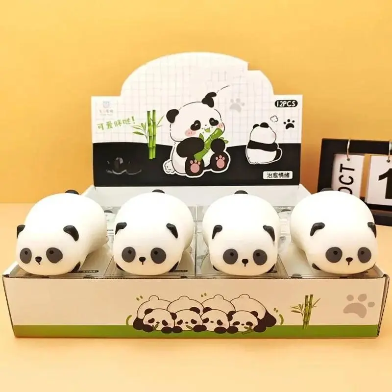 3D Panda Head Slow-Rebound Squishy Ball - Musical Stress Relief Fidget Toys with Animal Print, Unisex Sensory Tools Gift for Neurodivergent Kids (1,3,6 Pcs) - Aids Mental Health Awareness, Sound Effects
