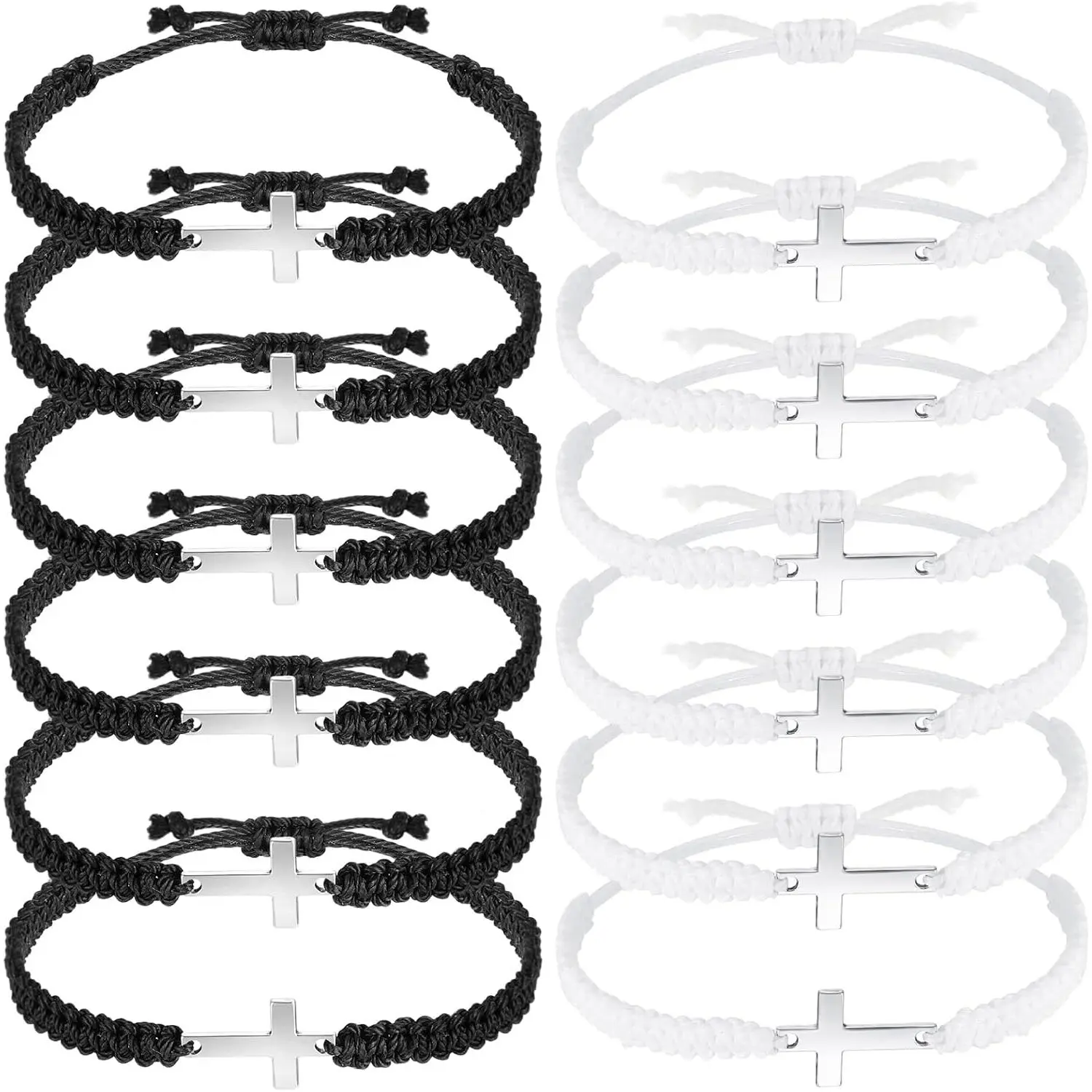 12 count  Bracelets Bulk for Women Men  Christian  Adjustable String Nylon Rope Braided Matching Bracelet for Church Party Favors BFF Baptism Confirmation Gifts