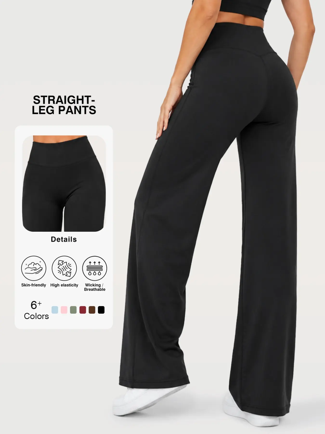 31.5'' Inseam Loose Casual Straight Leggings for Women, Workout Leggings Womens No Front Seam Straight Leggings High Waist Buttery Gym Yoga Pants, Yoga Pants Women High Waist Stretch Casual Soft Straight Leg Bottoms, Comfy Yoga Pants