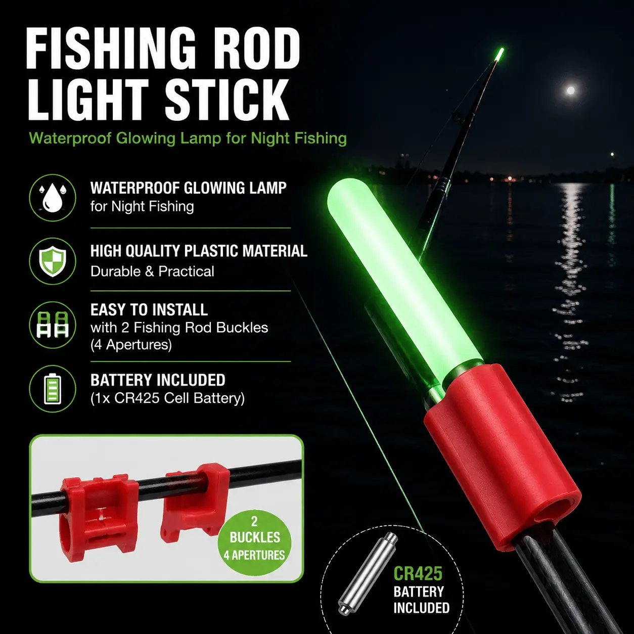 Ultra Sensitive Electronic Night Fishing Float Set for Deep Water: Glow LED Bobbers for Lakes Rivers Ocean Freshwater Species Bright Signal Indicator Durable Gear Fishing Tackle Outdoor Fishing Equipment Fishing Supplies