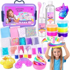 Unicorn Slime Kit for Girls, DIY Slime Making Kit for Girls | Includes glue, activator, slime supplies, foam beads, charms, storage case and squeeze for creative sensory play