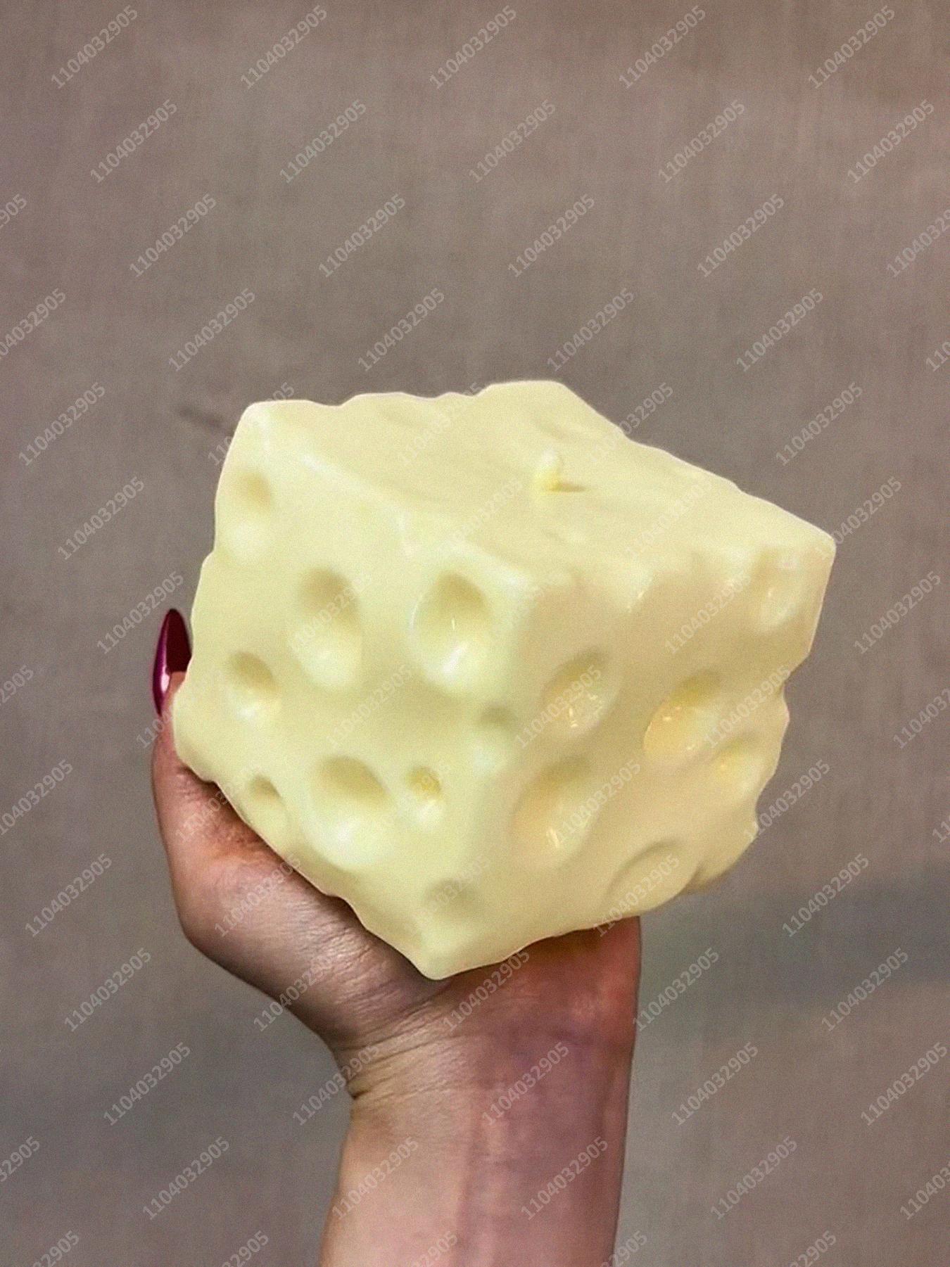 Jumbo Cheese Cube Stress Ball Big Cheese Shapeable Squeeze Ball Non-Bounce Fidget Toy ASMR Sensory Anti-Stress Christmas Gift Set Handmade