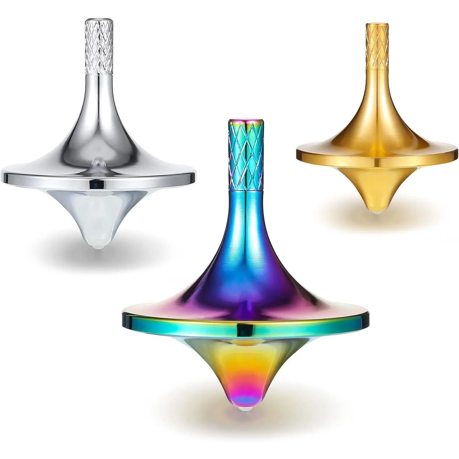 Unisex Metal Spinning Top Fidget Toy with Steel Clamps, Steel-Skin Safe Stress Relief Gyroscope, Novelty Gift for Adults & Kids