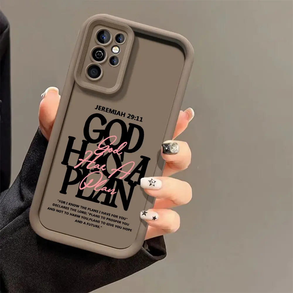 God Has A Plan Print Dopamine phone case for Samsung S26/S25/S23/S24/S22/S21/NOTE20/PLUS/ULTRA/FE/A54/A53/A52/A36/A35/A34/A33/A17/A16/A15/A14/A13,Rugged Durable soft shockproof protective Shell Protection Protection Faith-Based Phone cover