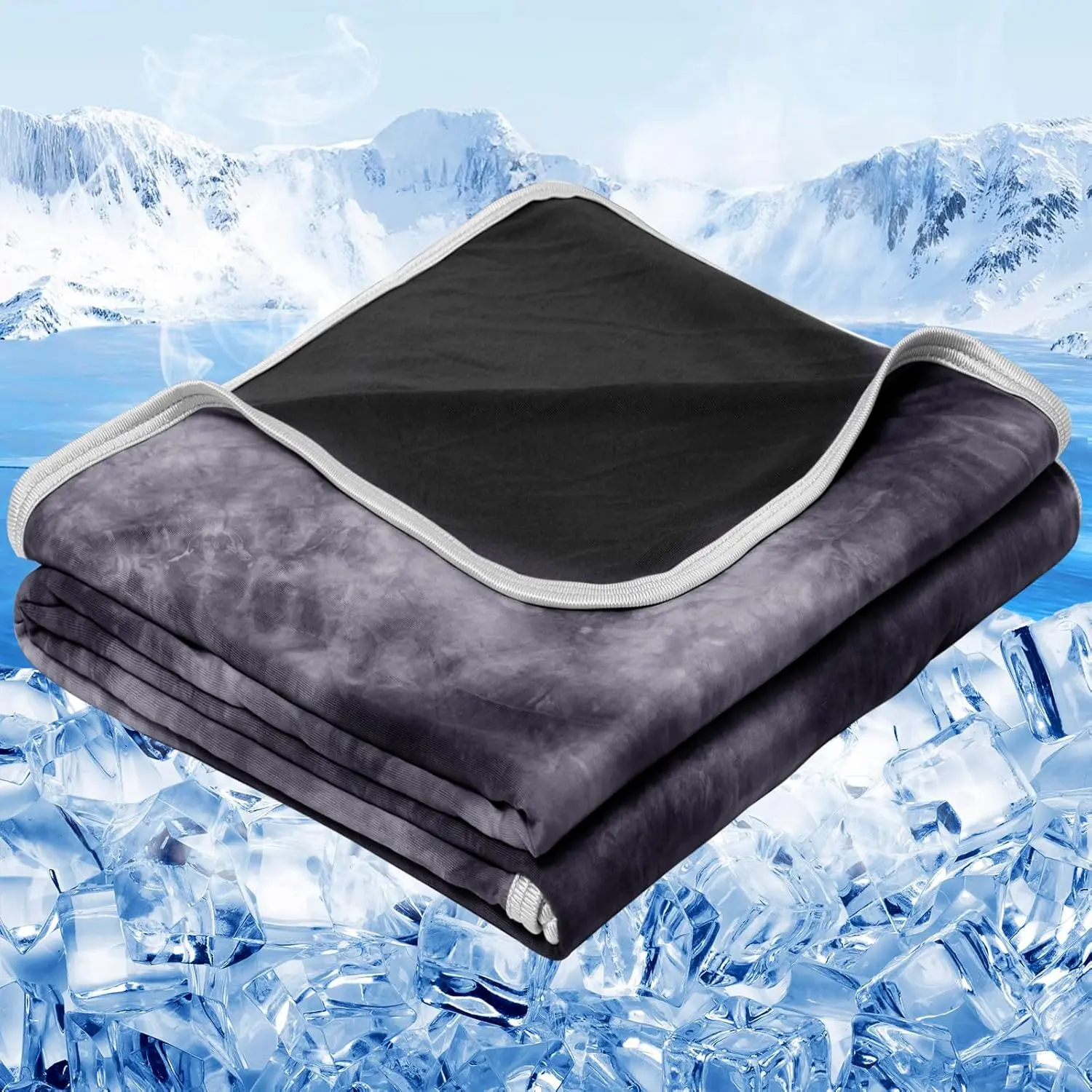 Cooling Blanket Queen Size (90"x90"), Cooling for Hot Sleepers, Absorbs Heat to Keep Adults Cool for Summer Nights Sweats, Thin Cold Lightweight Blanket for Couch Bed, All Season Use