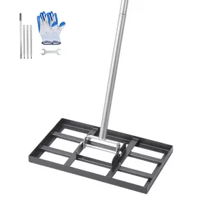 【DealsForYouDays】VEVOR Lawn Leveling Rake, Lawn Leveler with 78 in Handle, 17x10 in Ground Plate, Rust-Resistant Carbon Steel Soil Leveler, 5 Heights Adjustable, Effort Saving Lawn Leveling Tool for Yard Golf Court