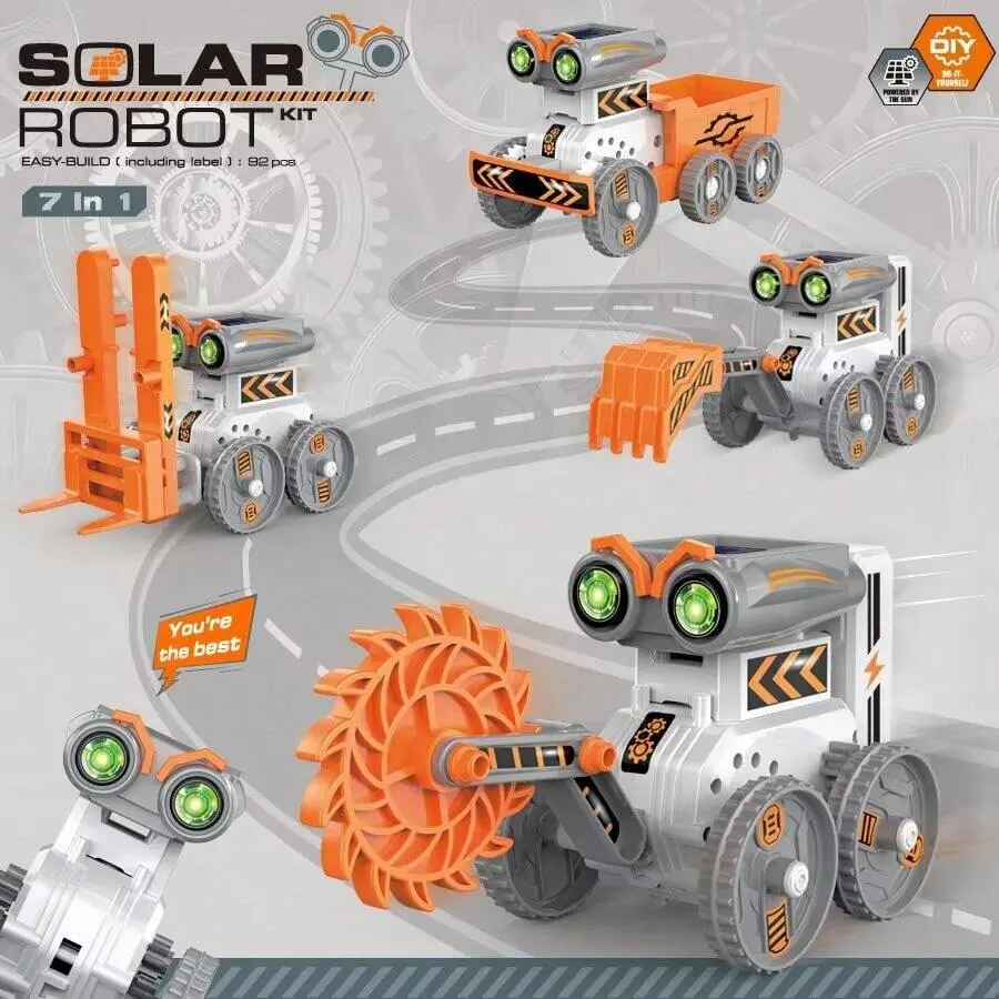 7-in-1 Solar Powered Robot Kit – 92 PCS STEM Building Blocks with Renewable Energy Engineering Projects | Educational Science Construction Toy Gift for Kids Ages 8–14