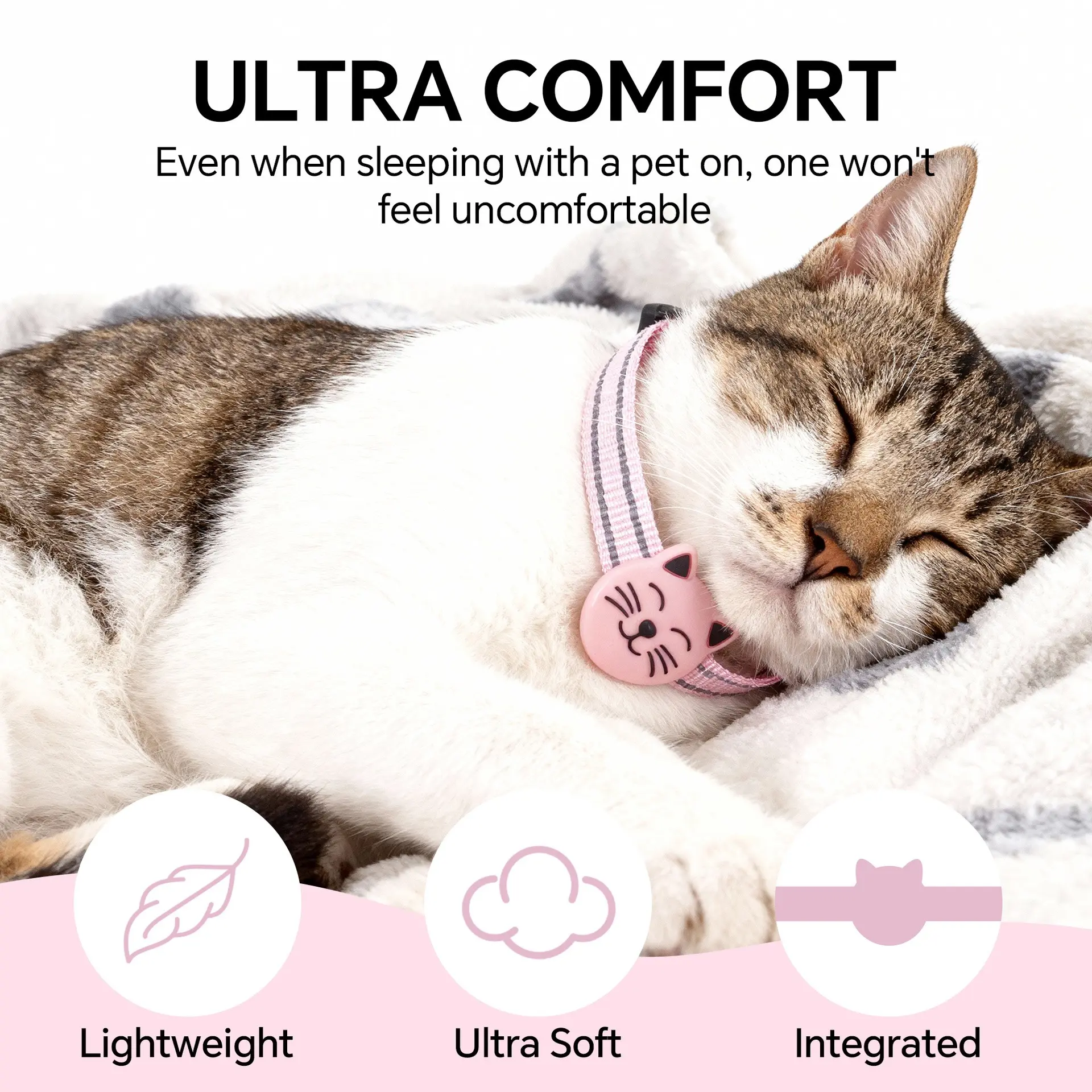 Waterproof IP68 Pet GPS Locator Collar, Anti-Lost Tracking for Cats Dogs, Reflective Nylon Strap, iOS Android Compatible, Long Battery Life