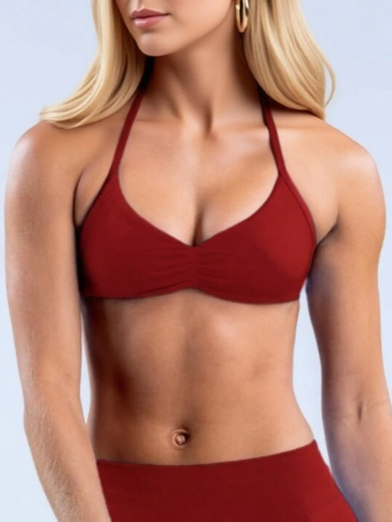 Women's Halter Bikini Top, Quick-Dry Backless Cutout Swim Top