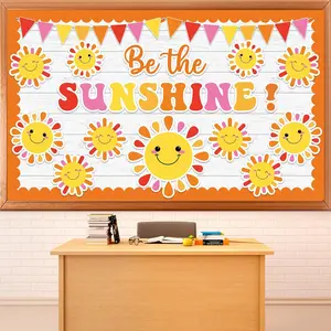 Sunshine Bulletin Board Decor Set with Be The Sunshine Paper Cutouts, Suitable for Classroom Chalkboard Wall Door, Perfect for Summer Back to School Office Home