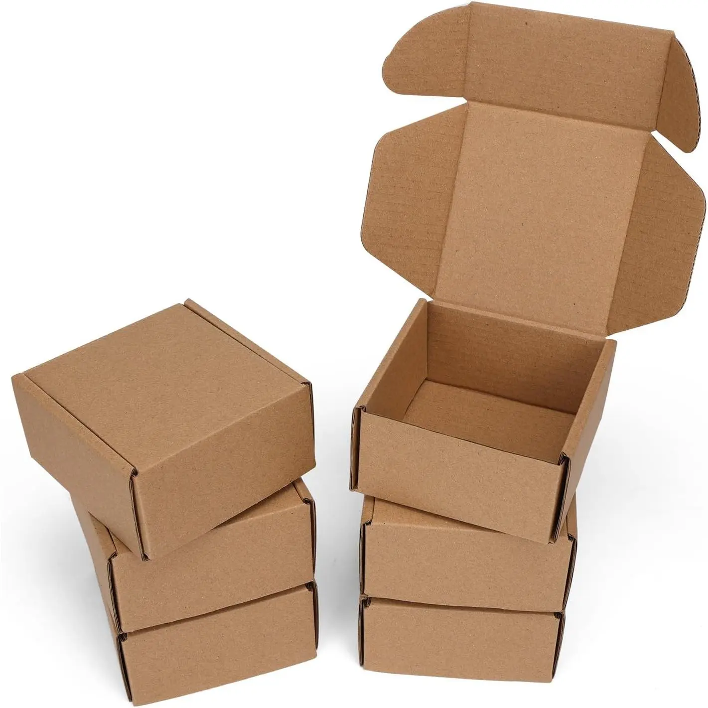 4x4x2 Shipping Boxes Set of 6 Small Cardboard Boxes for Packaging Brown Mailing Boxes for Small Business