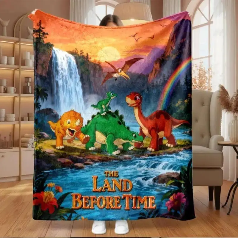 Land Before Time Dinosaur Flannel Fleece Throw Blanket, Ultra Soft Cozy Warm Home Bedding, For Bedroom Couch Sofa Travel Camping, Classic Adventure Style Gift For Adult Dinosaur Movie Fans