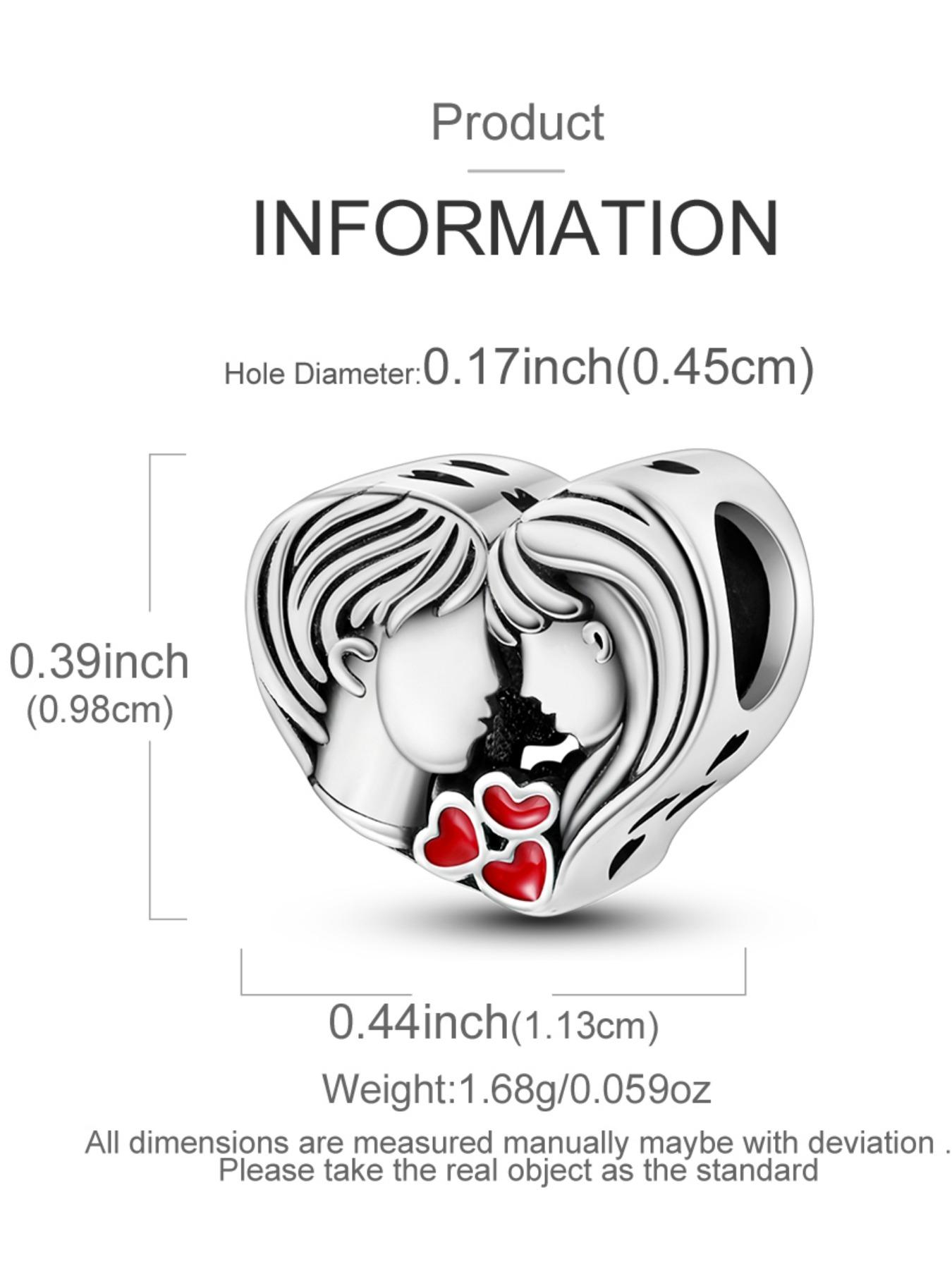 Heart Shaped Couple Charm, Fashionable Jewelry Accessories for Women & Girls, Trendy All-match & Exquisite Jewelry for Birthday Gift