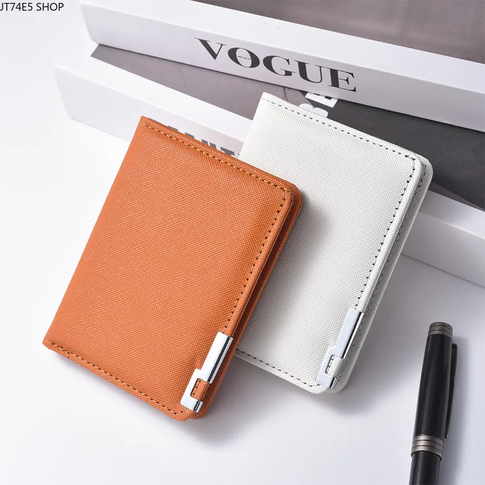 Men's Compact Casual Cross-Pattern Iron-Edge Wallet - Premium Texture, Scratchproof Basic Leather Card Holder with Multi-Card Slots for Male