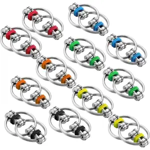 12 Pcs Bike Chain Fidget Toys Set Flippy Roller Chain Sensory Rings Bulk Handheld Toy Key Anxiety Relief Learning Help for Adults Teenagers ADHD Add Autism(6 Colors)fidget toys