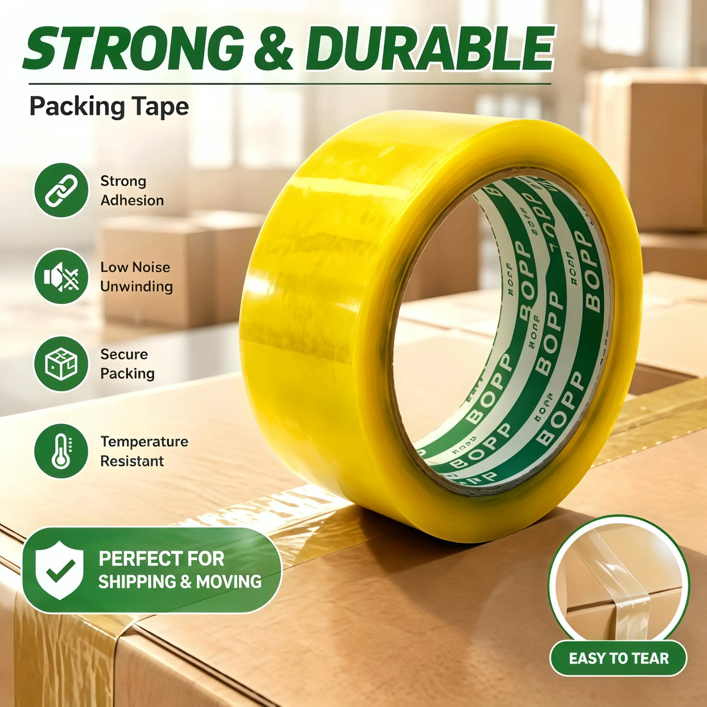 Transparent Packing Tape, 1 Roll Wide Clear Sealing Tape, High Adhesive Bopp Shipping Tape, 1.65 Inch X 1772 Inch, Ideal for Moving, Packaging, Warehouse, Office