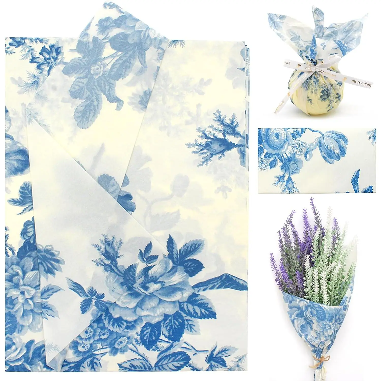 20 Sheets Floral Print Tissue Paper 20 inch x 29 inch Decoupage Paper Decorative Tissue  Wrapping for DIY Art Craft Spring Wedding Birthday  Shower(Style B)