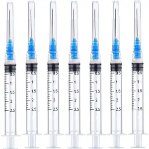 50 Pack - 2.5ml 23Ga Plastic Dispensing Syringe Tool, Industrial and Scientific Lab Consumables for Refilling, Measuring Liquids, Experiments Research