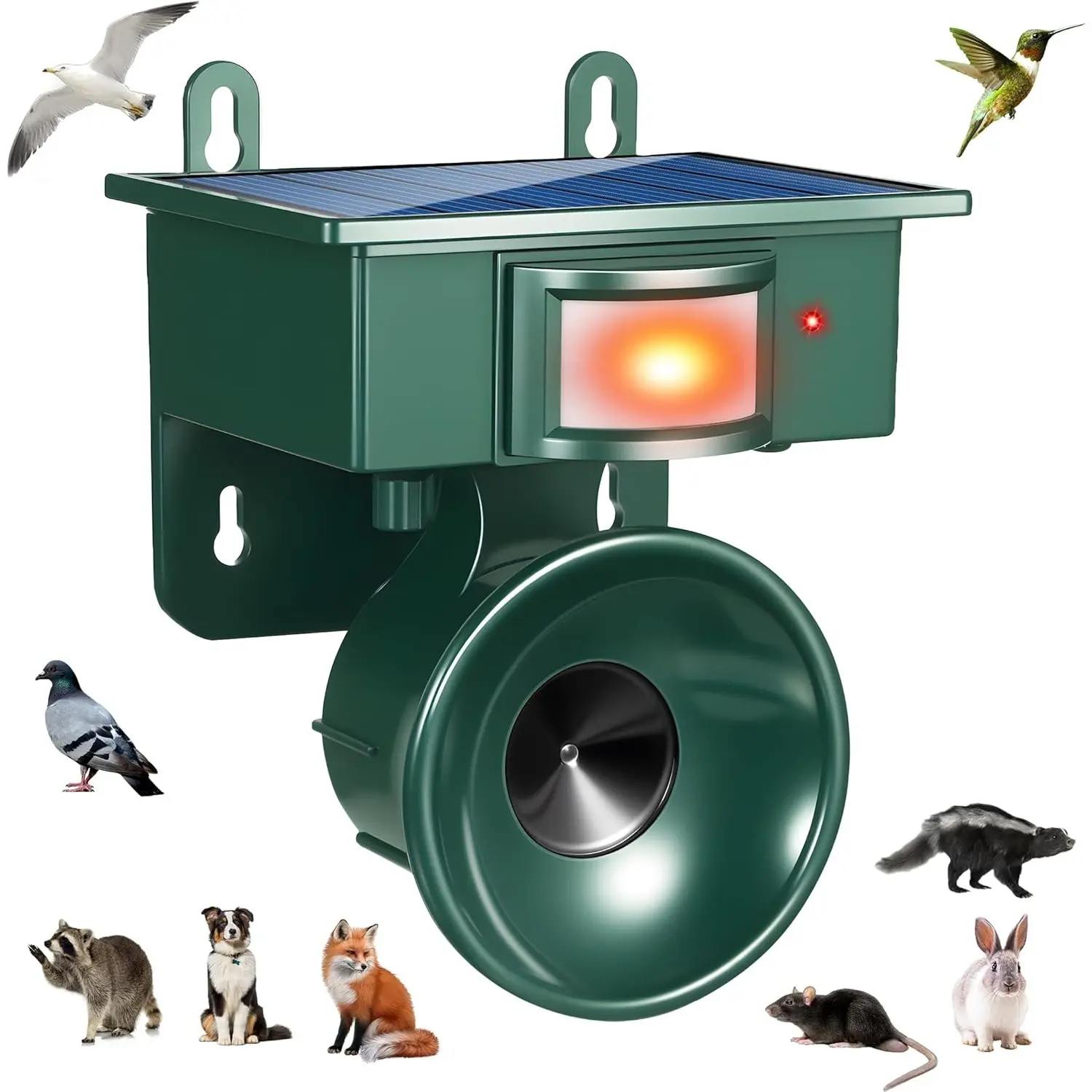 1pcs Solar Ultrasonic Bird Repellent Device – Ip65 Weatherproof Bird Repeller Outdoor Motion Activated Bird Deterrent for Outside, Pigeon Repellent Woodpecker Goose Deterrent for Rooftops Porch Patio Balconies, Solar Powered Auto Sensor