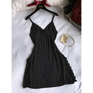 Skirt side home pajamas lace pajamas solid color panel multi-color split lace women's lace sexy