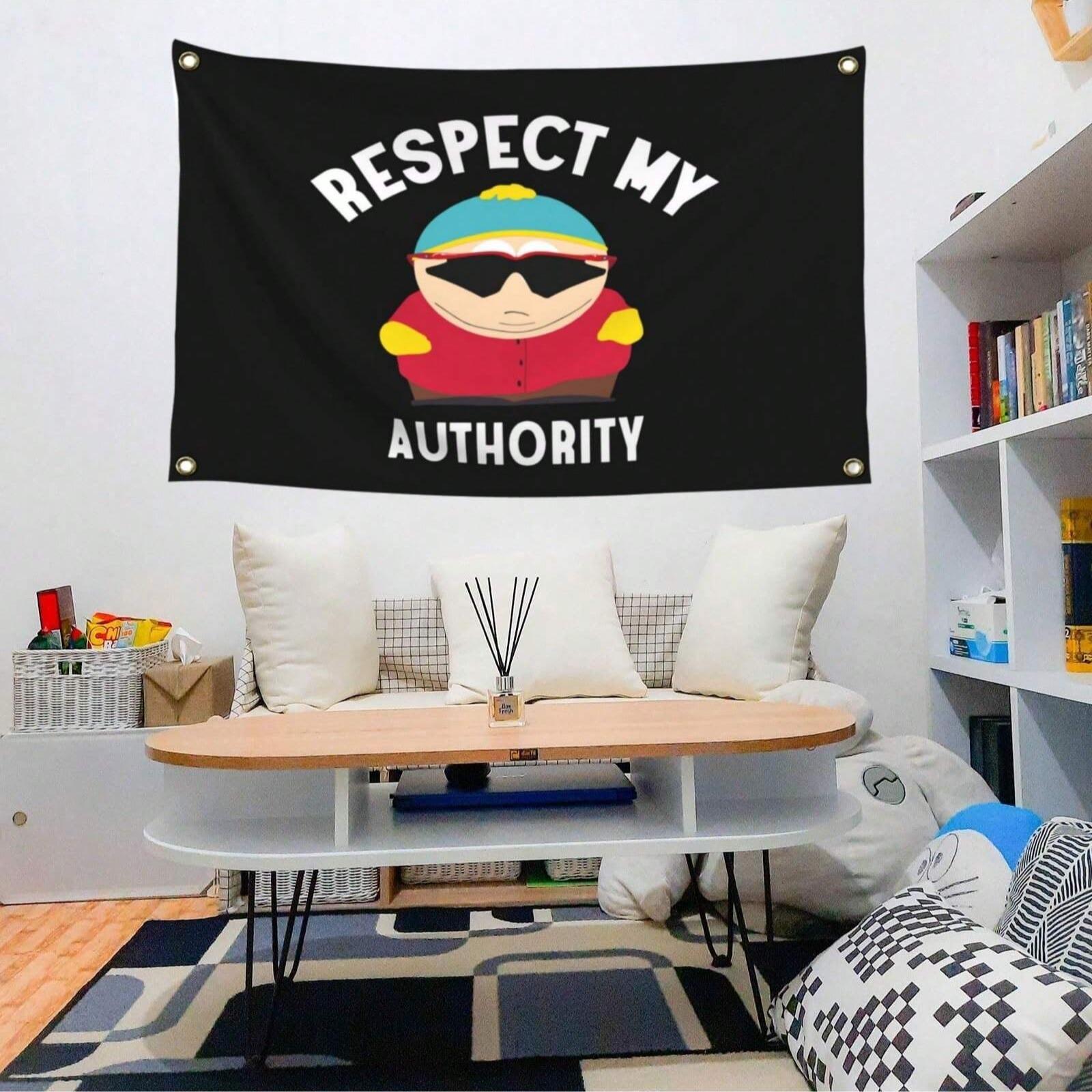 Respect My Authority Flag, 1 Count 3x5 Ft Polyester Banner, Meme Funny Flags for College Dorm Room Wall Decor