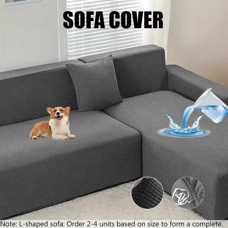 Water Repellent Stretch Corn Grain Sofa Cover, Pet Hair Resistant Anti-Scratch Jacquard Slipcover, Minimalist Style for L-Shaped Couch