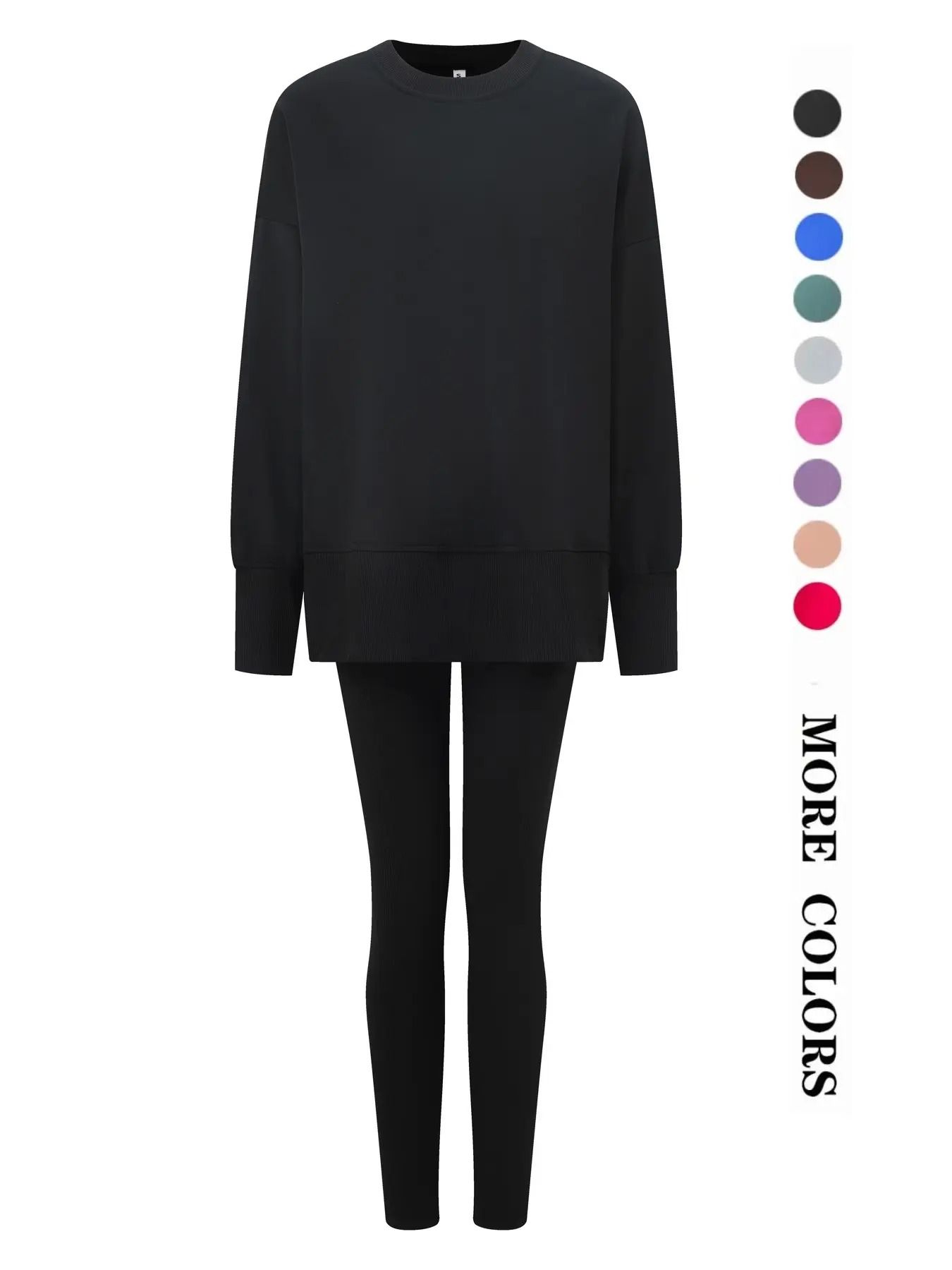 Women's Solid Drop Shoulder Split HemSweatshirt & Pants Two-piece Set, Casual FashionCozy Breathable Outfits for Daily Outdoor Wear,Ladies Sportswear for All Seasons, OversizedSweat Set