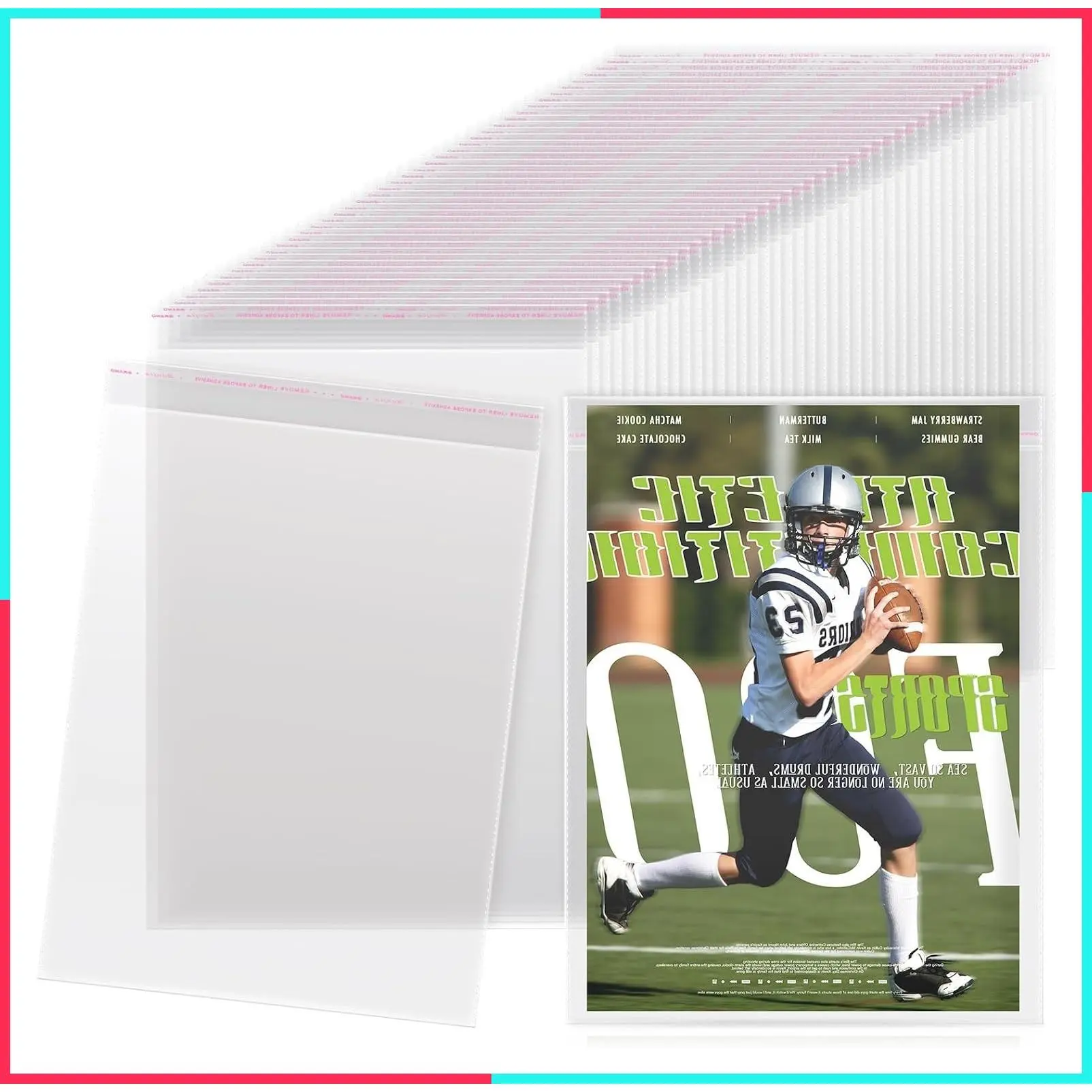 80 Pack Clear Resealable Magazine Sleeve Protectors, 9.25 x 11.42 Inches