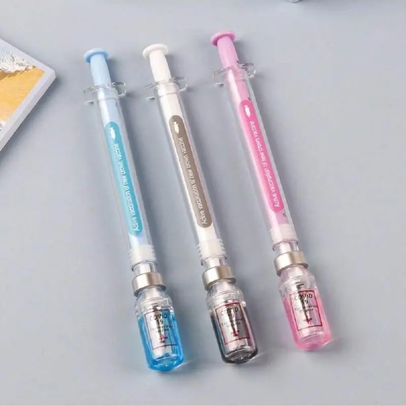 Creative Syringe-Shaped Gel Pen Set, 3-Pack Portable 0.5mm Multifunctional Writing Pens, Multi Purpose Pens, Modern Funny Office Supplies, Student & Office Use