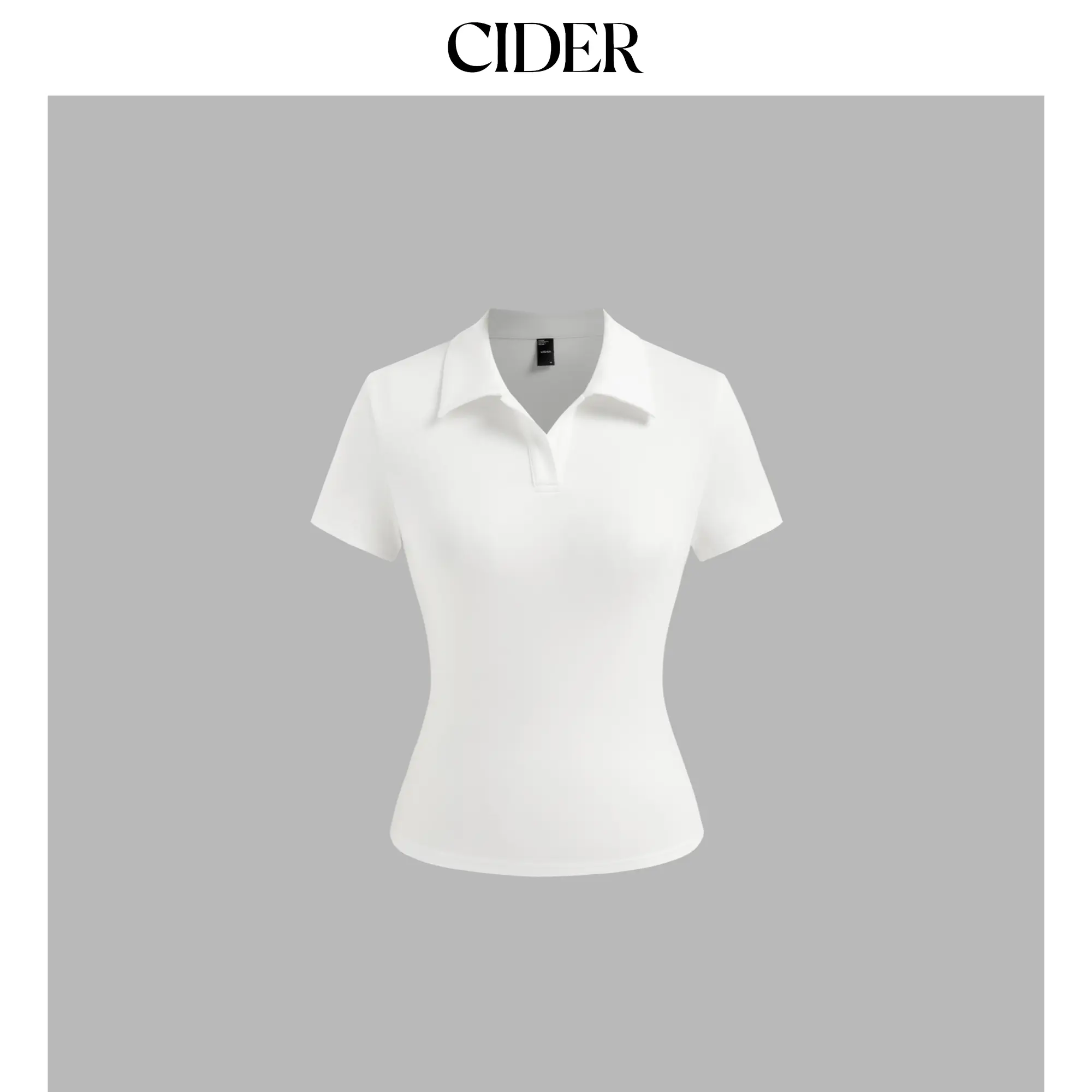 Cider Women's Solid Collar Short-Sleeve T-Shirt