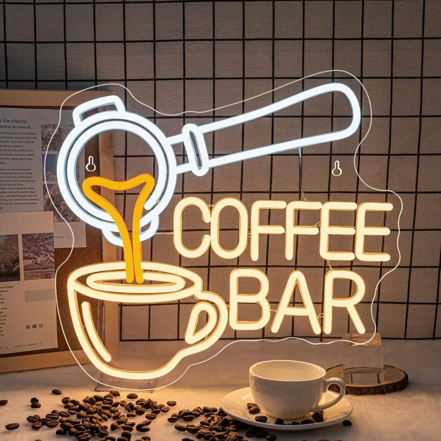 Coffee Bar Neon Sign, Adjustable LED Neon Light Decor, Wall Mounted, Suitable for Coffee Shop, Home Bar, Kitchen, Party Decoration, Gift