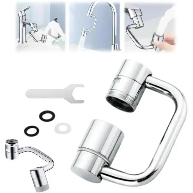 HomeVibeMarket Modern Stainless Steel Rotatable Faucet Aerator Extension - 1pc, 2-Mode Splash Control, All-Angle Swivel Sprayer Attachment for Kitchen & Bathroom Sinks