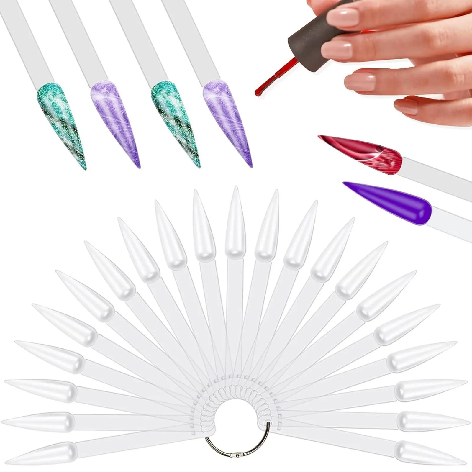 50/lot Clear Nail Swatches Color Card Display Chart Gel Polish Template Professional False Tips Nail Art Stand Acrylic Palette Manicure Tools Accessories