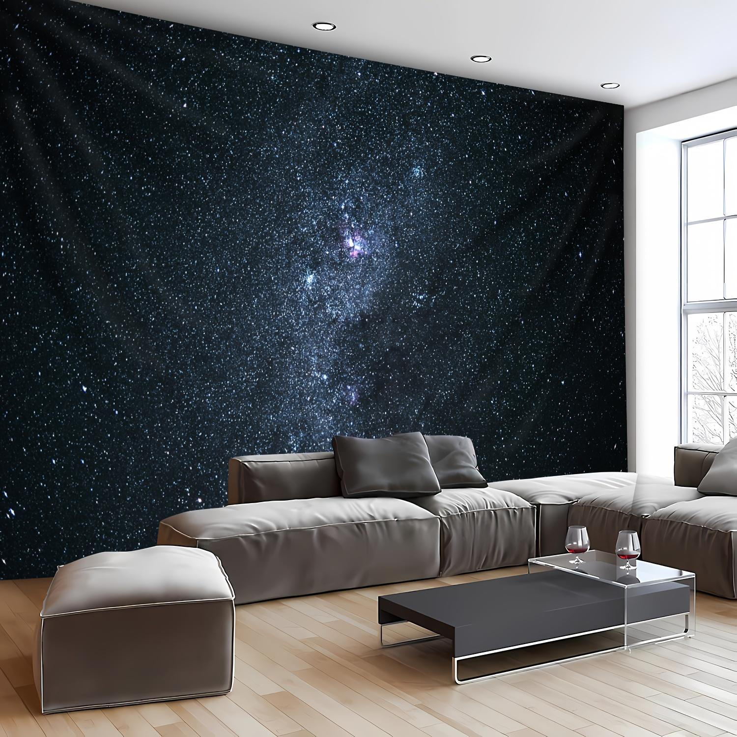 1 piece, extra large starry night sky tapestry, landscape photo background wall tapestry, suitable for bedroom, living room, office, party decoration, can be installed on the ceiling, peach skin fabric, indoor use, 100% polyester, no need to use electrici