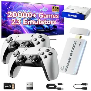 M15 Retro Game Console, Game Stick 4K HD TV Game Console Built in 40000+Classic Games Including Mario/King of Fighters 23 Simulators Supports PSP/PS1/N64/MAME/FC/GBA/SFC/MD Dual 2.4G Wireless Controller Zero Delay 64GB TF Card Massive Storage