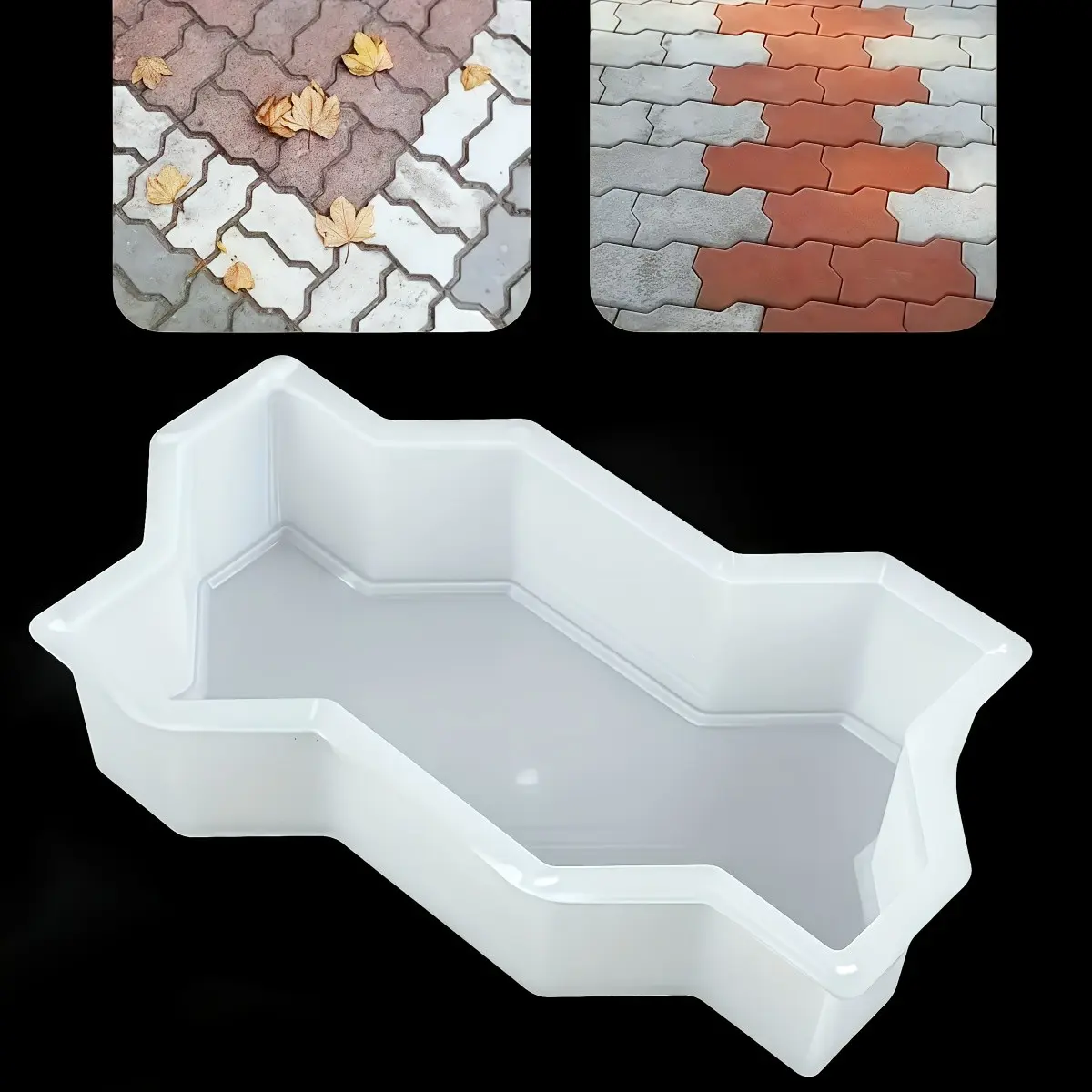 2 Piece DIY Concrete Road Mold, Plastic Garden Paving Brick Mold, Outdoor Sidewalk and Alley, Concrete Mold, Cement Brick Garden Decor, Durable