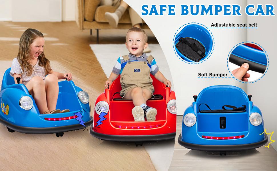 GARVEE Ride On Electric Bumper Car for Toddlers with 12V Battery, Parent Remote Control, LED Lights, 2-Speed Modes, 360° Spin Capability, and ASTM Certification for Safe Outdoor Fun
